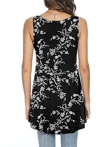 POPYOUNG Women's Long Tunic Tank to Wear with Leggings Summer V-Neck Sleeveless Tops Loose Shirts3