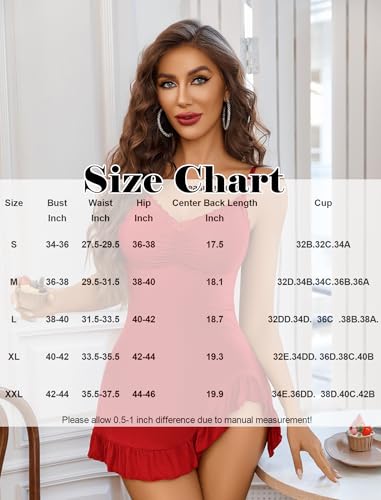 Image of Avidlove Lingerie for Women Sexy Nightgown Modal Nightwear Side Slit Babydoll Chemise Spaghetti Strap nighties
