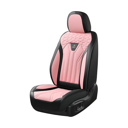 Image of FLORICH Automotive Seat Covers for Cars Front Seats, Leather Car Seat Covers Waterproof Pink & Black Seat Covers 2 Pack, Universal Seat Protector for Most Cars Trucks SUV