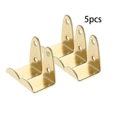 Image of MroMax Picture Photo Frame with Hook Metal Brace Bracket Hanger Gold Tone 30 x 26 x 37mm /1.18 x 1.02 x 1.46-inch (L x W x H) Small 5pcs