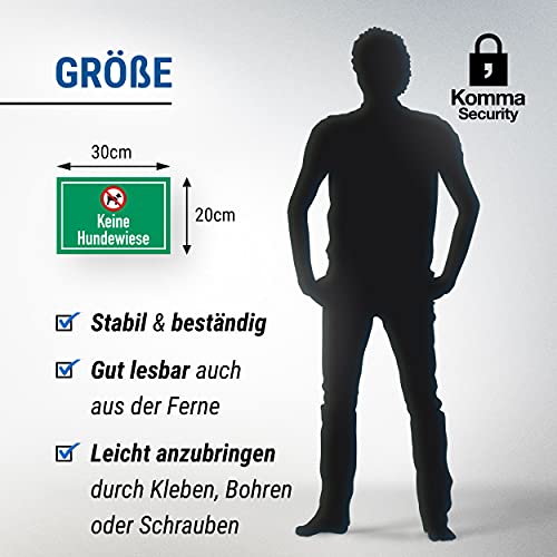Komma Security Keine Hundewiese Hunde Verboten Hinweisschild - Hundeverbot Wiese Rasen - Verbotsschild Hundeverbotsschild Verbot Hunde - Zutritt Hunde verboten Grün