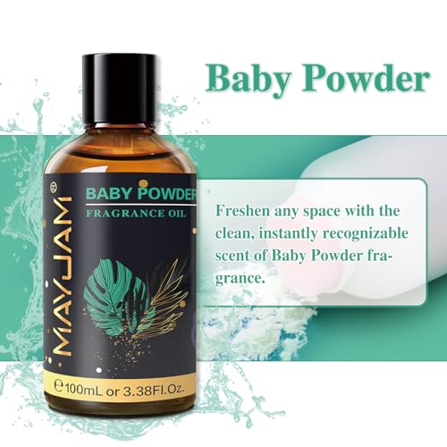 MAYJAM Fragrance Oil, 100ML Baby Powder Aromatherapy Oil, with Glass Dropper, Diffuser Oil for Making Candle, Soap, Bath Bombs - Image 3