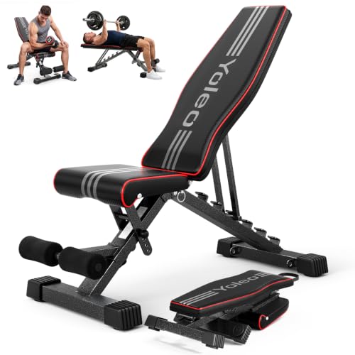 YOLEO klappbare Hantelbank Multifunktion Training Fitness Bank Bauchtrainer Schrägbank mit 6-Fach Verstellbarer Rückenlehne/3-Fach verstellbarer Sitzkissen,Belastung 300kg