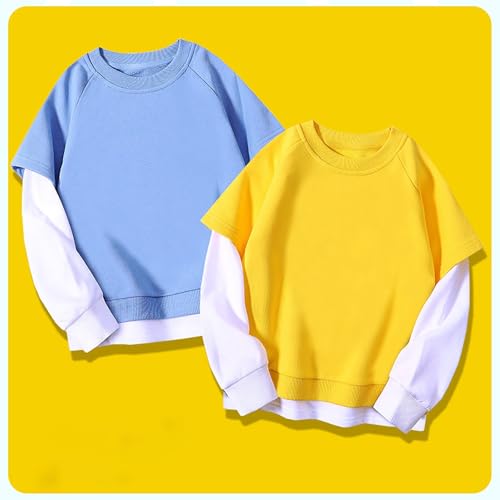 Toddler 𝐂olor Block Sweatshirts Lightweight Crew Neck Drop Shoulder Pullovers Kids Ribbed Trim Casual Loose Tops4