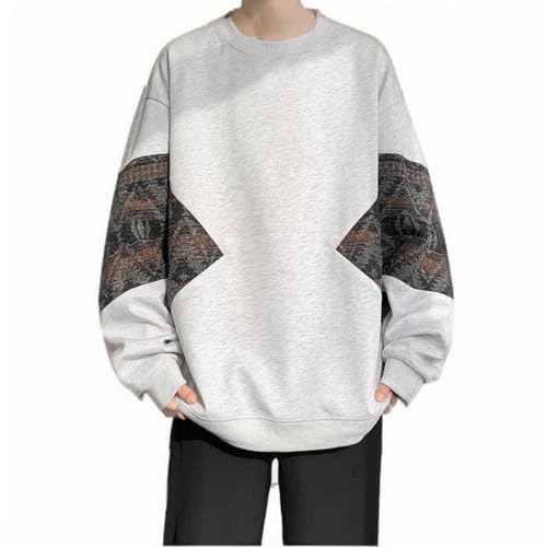 Cambkatl Men's Oversized Retro Graphic Pattern Sweaters, Pullover Loose Long Sleeve Casual Knitted Crewneck Sweater Tops