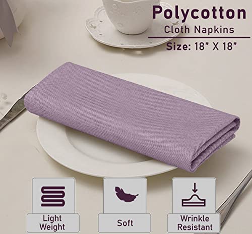 Ruvanti Cloth Napkins Set Of 12, 18X18 Napkins Cloth Washable, Soft, Durable, Polycotton Chambray Fabric Dinner Napkins Cloth For Parties, Christmas, Thanksgiving, Weddings – Purple #TOP2