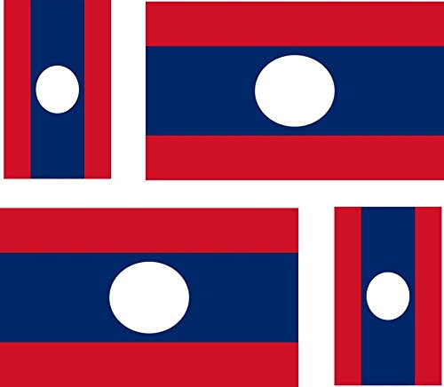 Akachafactory 4 x Autocollant Sticker Voiture Moto Valise pc Portable Drapeau Laos laotien