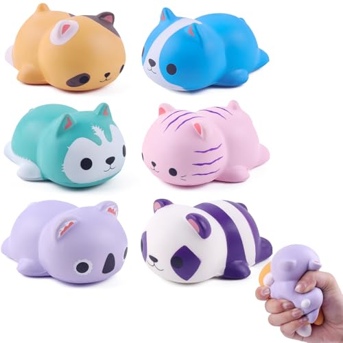 Anboor 6er Set Squishies Schaumstoff Tier Squishy Spielzeuge Katze Hund Koala Panda Langsam Rückfedernde Quetsch-Stressabbau-Spielzeuge für Kinder Erwachsene
