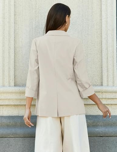 Mywinway Womens Casual 3/4 Sleeve Lightweight Summer Spring Cotton Linen Blazer Jackets4