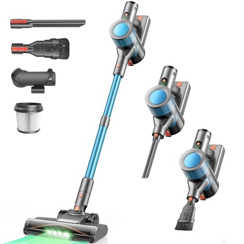 Aspirapolvere Senza Fili, 45KPa 50Mins Scopa Elettrica Senza Fili con Autoportante, Display LED intelligente,Leggero aspirapolvere ricaricabile antigroviglio,Potente per Pavimenti/Tappeti/Peli Animali