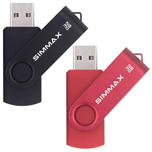 Simmax Usb Flash Drives 2 Pack 32Gb Memory Stick Swivel Design Usb 2.0 Flash Drive Thumb Drive Zip Drives (32Gb Black Red) #TOP9