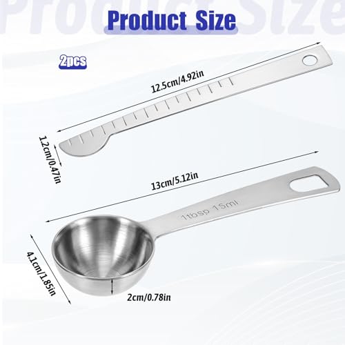 Qianyu Single Measuring Spoons with Leveler Stainless Steel Individual Tablespoon Teaspoon Measuring Coffee Scoop Metal Measuring Spoons Only Kitchen Gadgets for Baking Cooking Most Kitchen Spice Jars