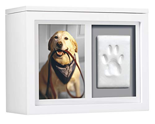Pearhead Pet Photo Memory Box and Impression Kit for Dog or Cat Paw Print, Memorial Urn, White