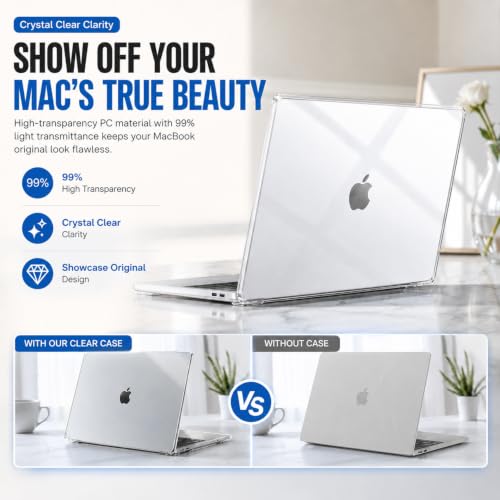 Image of Hard Shell Case Compatible with MacBook Neo 13 Inch 2026 Release Model A3404 with A18 Pro Chip Crystal Clear Laptop Cover with Keyboard Cover Dust Plugs and Lens Protective Cap