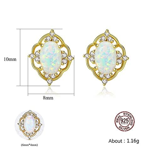TTDGYYXW Ohrstecker aus 100% 925er-Sterlingsilber für Damen mit ovalen Opal-Edelsteinen, Party-Geschenke für Damen