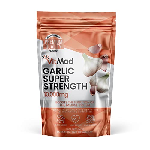 Garlic Extract 10 000mg - 120 Tablets - High Strength - Heart Health Vegan