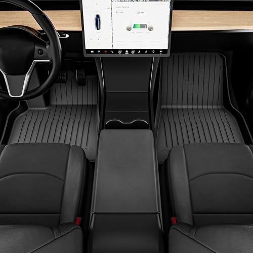 OEDRO Floor Mats Fits for Tesla Model Y 5-Seater 2025 2024-2020 Custom Fit All Weather TPE Automotive Interior Cargo Liners Trunk Mats Accessories for Model Y (NOT for Model Y Juniper) 6 Pcs Mats Set