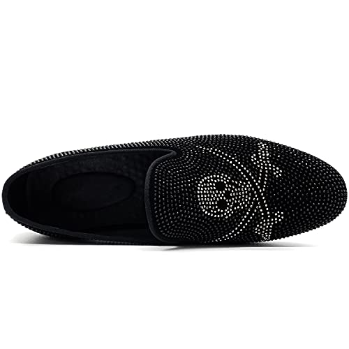 CMM Men's Pointed Toe Rivet Dress Shoes Glitter Modern Metallic Slip On Loafers Plus Size3