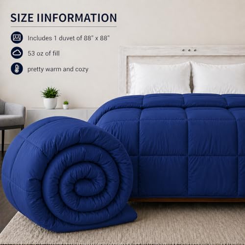 Image of Luxury Hotel Collection Cotton Comforter | All-Season Lightweight Quilt for Hot Sleepers | Plush, Breathable & Box-Stitched (Twin /Twin XL) Royal Blue