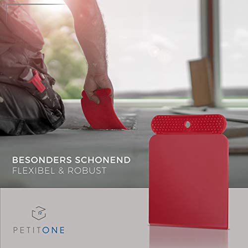 PETITONE Japanspachtel - 4tlg Premium Kunstoff Spachtel Set - Leicht zu reinigender Flächenspachtel - Spachtel Werkzeug - Extra große Griffnoppen - Spachtel Acrylmalerei - Besonders Präzise 45°-Kante