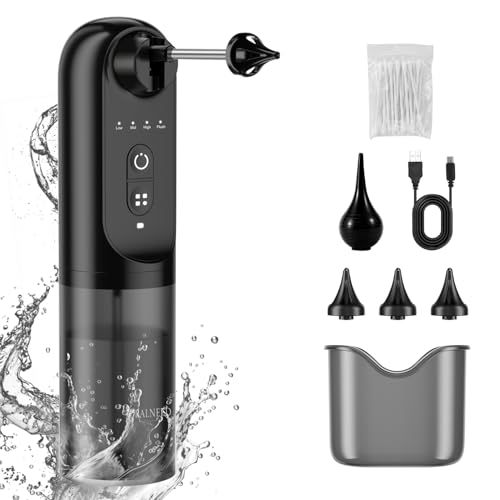 Oralneed 電動耳洗浄器 4種類水流モード IPX7防水 200ml大容量 3個着替えノズル 耳掃除 耳垢取り イヤークリーナー 家庭用