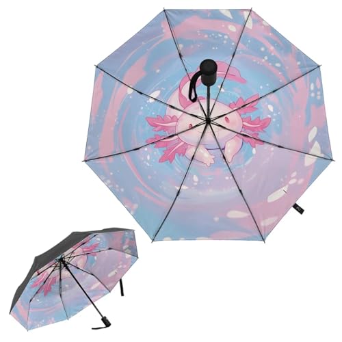 Yaparuogr Automatic Folding Umbrella with Axolotl Print