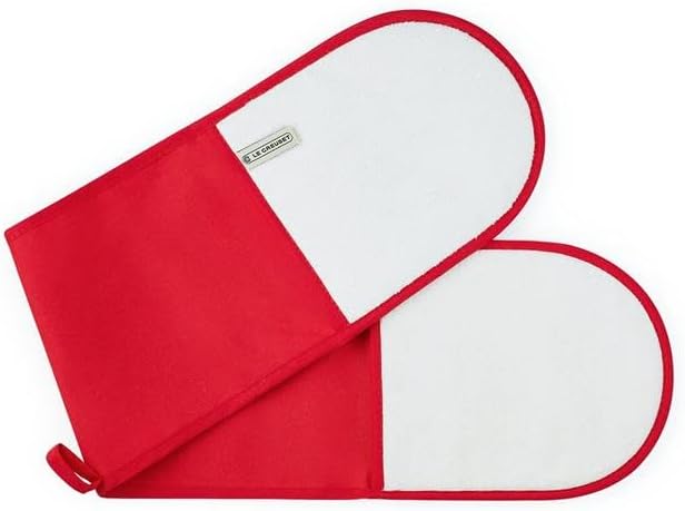 Le Creuset 4-Layered Textile Double Oven Gloves, Stain Resistant, Red, 95001000600000