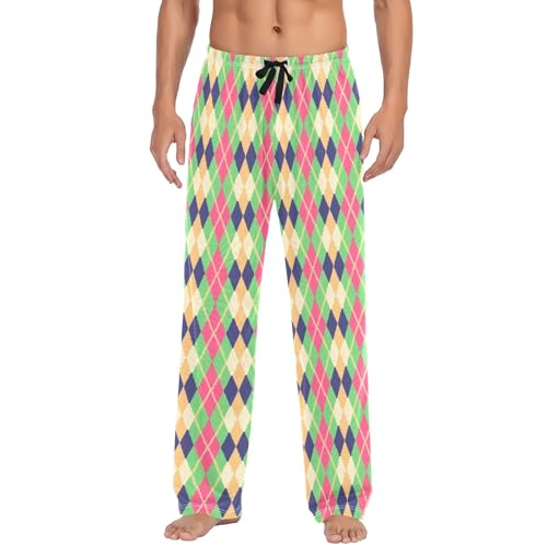 Mens Cotton Pajama Pants Sleep Lounge Pj Bottoms Sleepwear with Pockets Drawstring S Check2