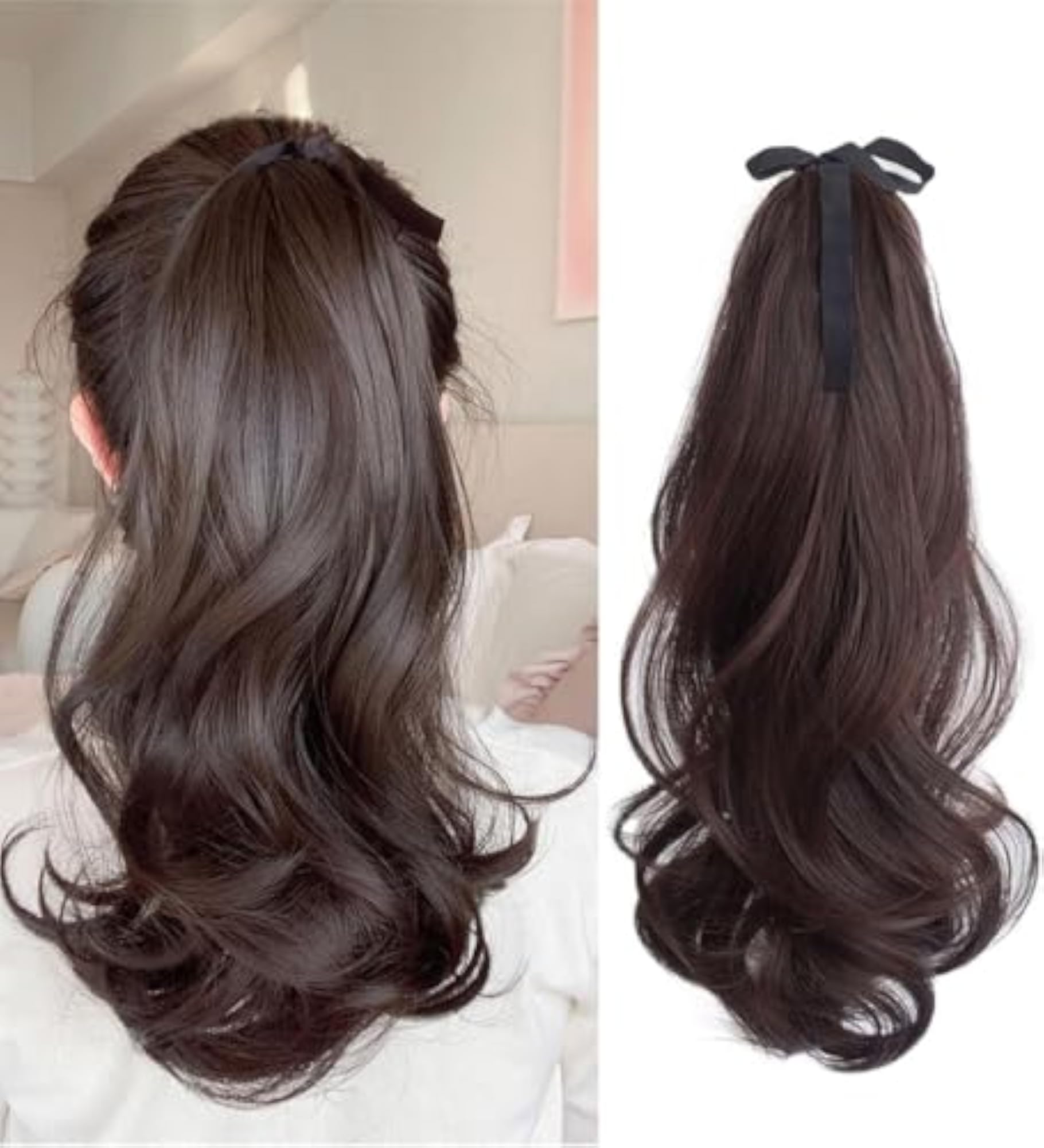18 Inch Long Curly Wavy Ponytail Extensions for Women