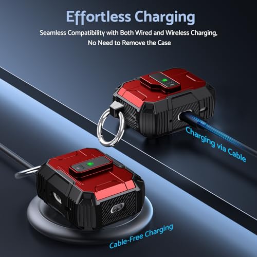 Coque pour AirPods Pro 2 DASFOND rouge - Étui antichoc robuste compatible version 2022 - 3