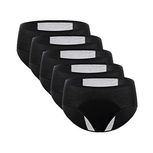Funcy Women/girl Period Underwear for Menstrual Heavy Flow Postpartum bleeding (5Black, XX-Large)