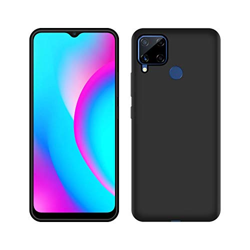 Image of Case Creation Luxurious OG Series for Realme7 Case Cover,Anti-Dirty Slim Case Frosted Matte Cute Candy TPU Raised Bezel (Splash of Color) Back Cover for Realme C15 -Black