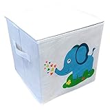 GARASANI Storage Bins Foldable Cube Box Fabric Toy Storage Cubes for Animal Theme Decor for Kids Room (Elephant)