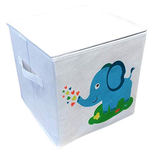GARASANI Storage Bins Foldable Cube Box Fabric Toy Storage Cubes for Animal Theme Decor for Kids Room (Elephant)
