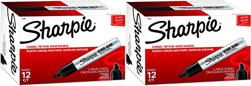 Sharpie 15001 Box of 12 Sharpie King Size Chisel Tip Permanent Markers Pack of 2
