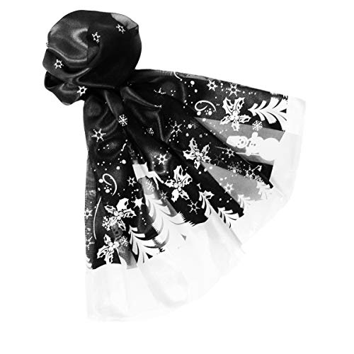 Reindeer Snowman Border Print Christmas Holiday Scarves with Gift Box Option