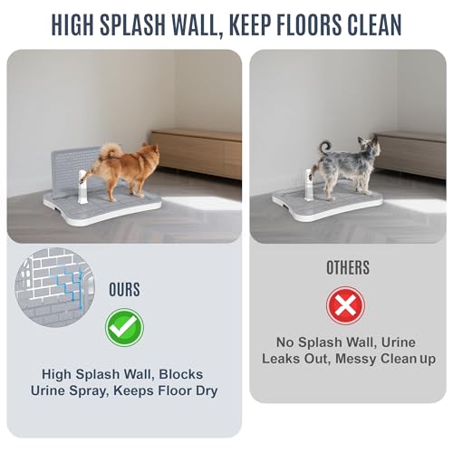 Pee Pad Holder, Indoor Dog Potty for Dogs, Puppy Pad Holder, Puppy Potty Training Tray with Splash Wall & Center Post, 20.1\"×15.4\"