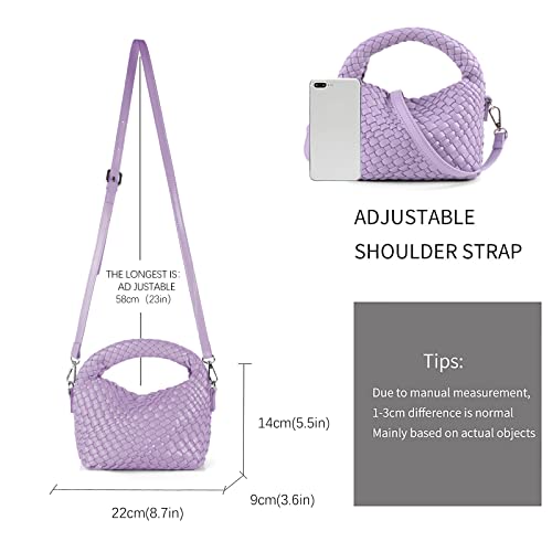Image of Woven Crossbody Bag Small Tote Cute Purse for Women,Top Handle Handbag Pu Leather Shoulderbag with Detachable Strap