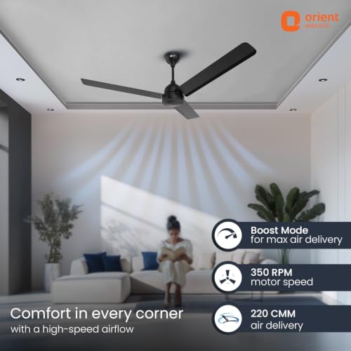 Image of Orient Electric 1200 mm Uno BLDC | BLDC energy saving ceiling fan with Remote |BEE 5-star rated | Saves up to 50% on electricity bills | 3-year warranty by Orient | Black