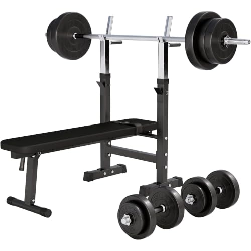 GORILLA SPORTS® – Banco de Pesas con Set de Pesas de...
