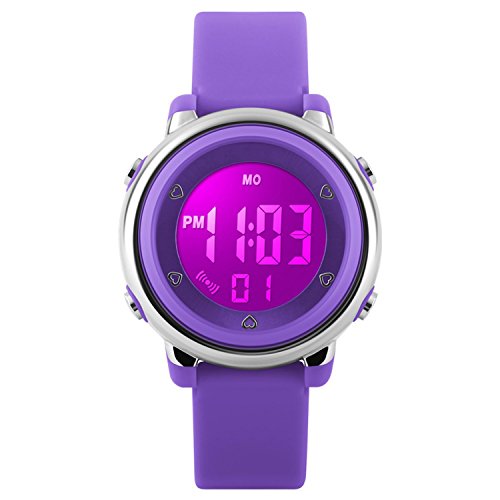RSVOM Kids Digital Sports Watches - Girls 5 ATM Waterproof Sport Watch with Alarm Stopwatch, Wrist Watches with 7 LED Backlight for Children