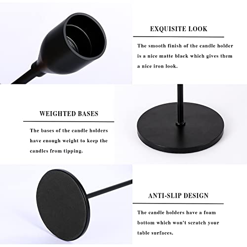 Taper Candle Holders Set Of 3 Matte Black Candle Holders For Candlesticks, Perfect Black Candlestick Holders For Wedding, Anniversary, Valentine's Day Mother's Day Birthday, Home Decor #TOP4