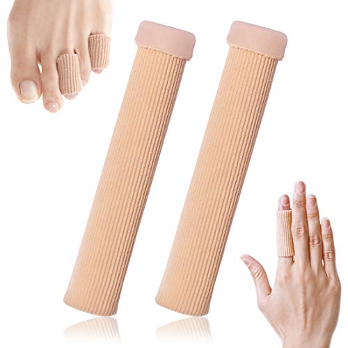 Open Toe Tubes - Kalevel Gel Lined Fabric Finger Sleeve Toe Protectors Cushions Pads for Corn Hammer Toe Bunion, Callus, Blister Pain Pressure Relief 5.9 Inches (2 Pack)