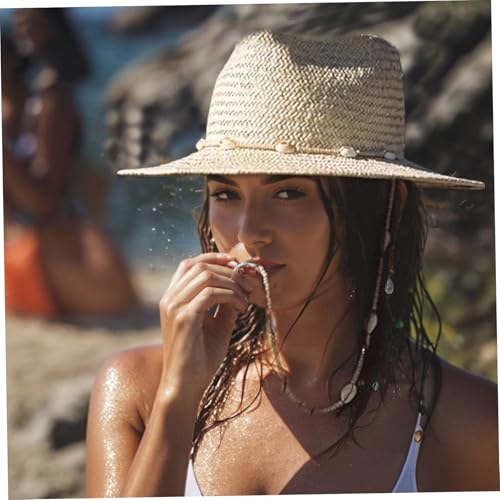 Sombrero Fedora de Playa para Mujer Beige miniatura 3