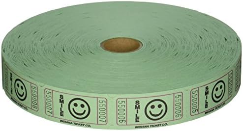 2000 Green Smile Single Roll Consecutively Numbered Raffle Tickets