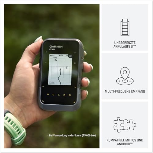 eTrex Solar GPS-Handgerät mit Solarladung, 2,2" Display - Kompass, Tracback, Geocaching Modus, Multi-Frequenz-Empfang – Bild 4