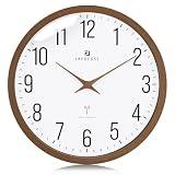 Lafocuse 30CM Wanduhr Funk mit Holz Zeiger, Ohne Tickgeräusche Funkuhr Küchenuhr Braun Vintage für Wohnzimmer Schlafzimmer Büro Küche