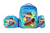 Kit Mochila Infantil LED com Lancheira e Estojo Gata, 3 Compartimentos, Alças Ajustáveis, Ideal para Escola(Skate 2)