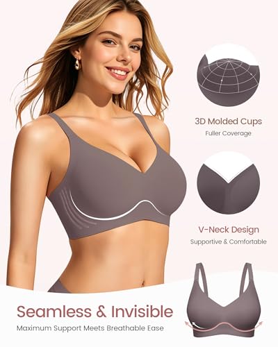 Image of Gailife Smooth Wireless Jelly Bras for Women No Underwire Seamless Push Up Bra Full Coverage Soft Suppor Tshirt Bralettes