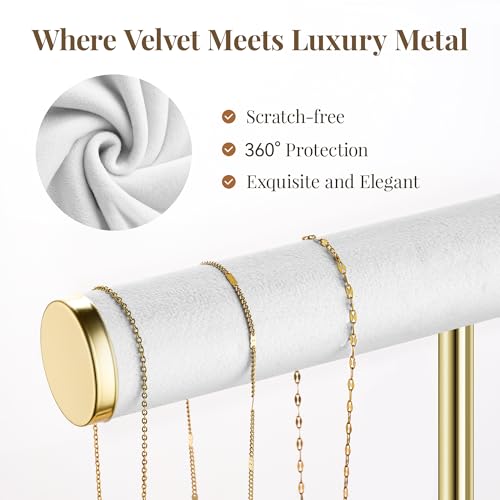 Image of Jewelry Organizer Stand for Necklaces, Bracelets, Earrings, Rings, White | 3 Tier Velvet Bracelet Holder Display | Jewelry Organizers and Storage | Jewelry Tree | Jewelry Towers